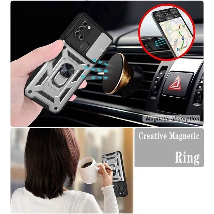 Coque de Protection - PROSHOP - pour Samsung A21S - Argenté - Rigide - Antichoc avec Anneau