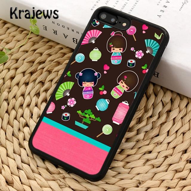 Krajews Милая японская кукла Кокеши Чехол для телефона Cover Для iPhone 17 Air 16 15 14 plus 11 12 13 pro max coque Оболочка Fundas