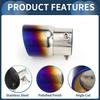 INFINAUTO Roll Edge Exhaust Outlet Rear 2.8" Inlet 3.5" Outlet 4.8" Long Car Tail Pipe Stainless Steel Burnt Blue Bolt-On