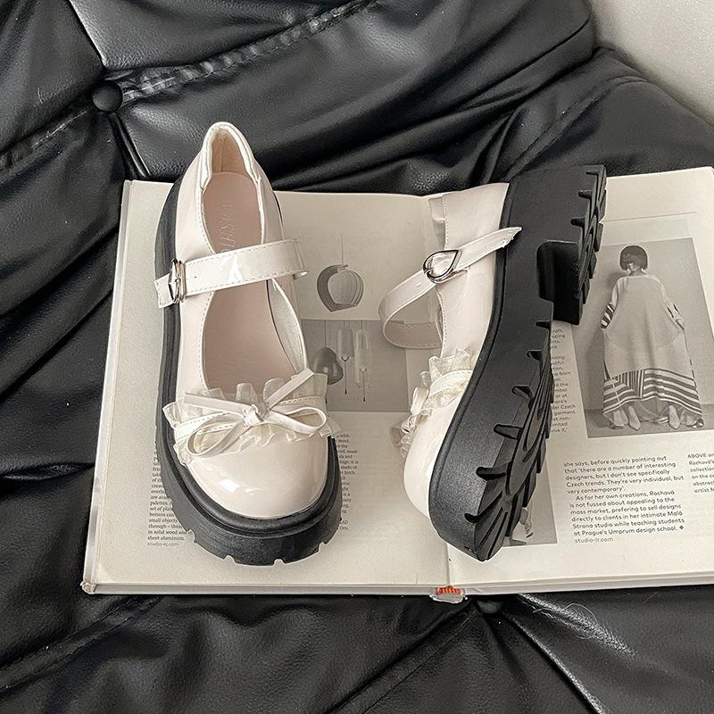 Японские милые туфли-лодочки на платформе с кружевом, женские, лето 2025, новая коллекция, универсальные туфли Мэри Джейн