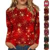 Women's Fashion Casual Long Sleeve Christmas Print Round Neck Top
