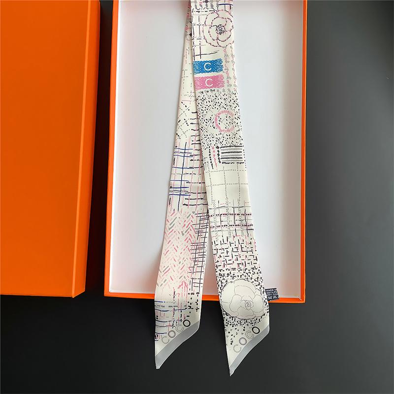 Fashion Skinny Silk Scarf for Women Fashion Hair Ribbons Headbands Bandana Female Bag Wrist Wrap Neckerchief Foulard Neck Ties