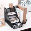 Desktop Metal File Rack Basket: Multi-layer Vertical Storage Box for Desk Management and Document Organization.