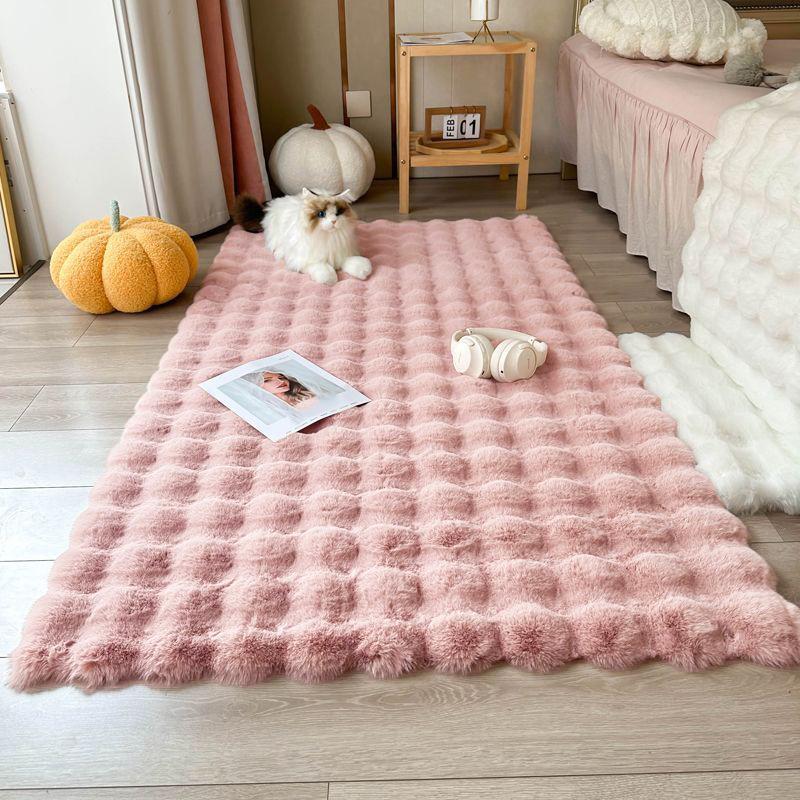 Soft Rabbit Fur Mat For Bedroom Floor Carpet Fluffy Warm Sofa Mat Bedside Rug
