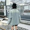 2026 Женская Оверсайз Джинсовая Куртка с 3D Вышивкой Streetwear Повседневная Свободного Кроя Синий Пальто