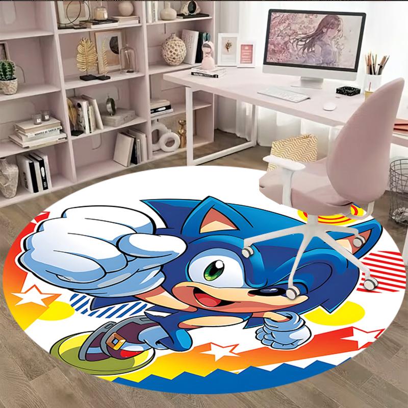 1pc Sonic4 Print Round Carpet Chair Round Carpet Suitable for Bedroom Living Room Home Decorative Carpet