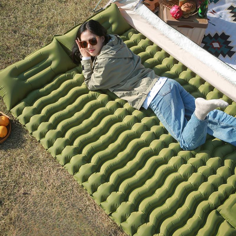 Tent Moisture-proof Pad Two Person Inflatable Pad Outdoor Camping Feet Thickened Office Lunch Sleeping Pad TPU Air Mattress