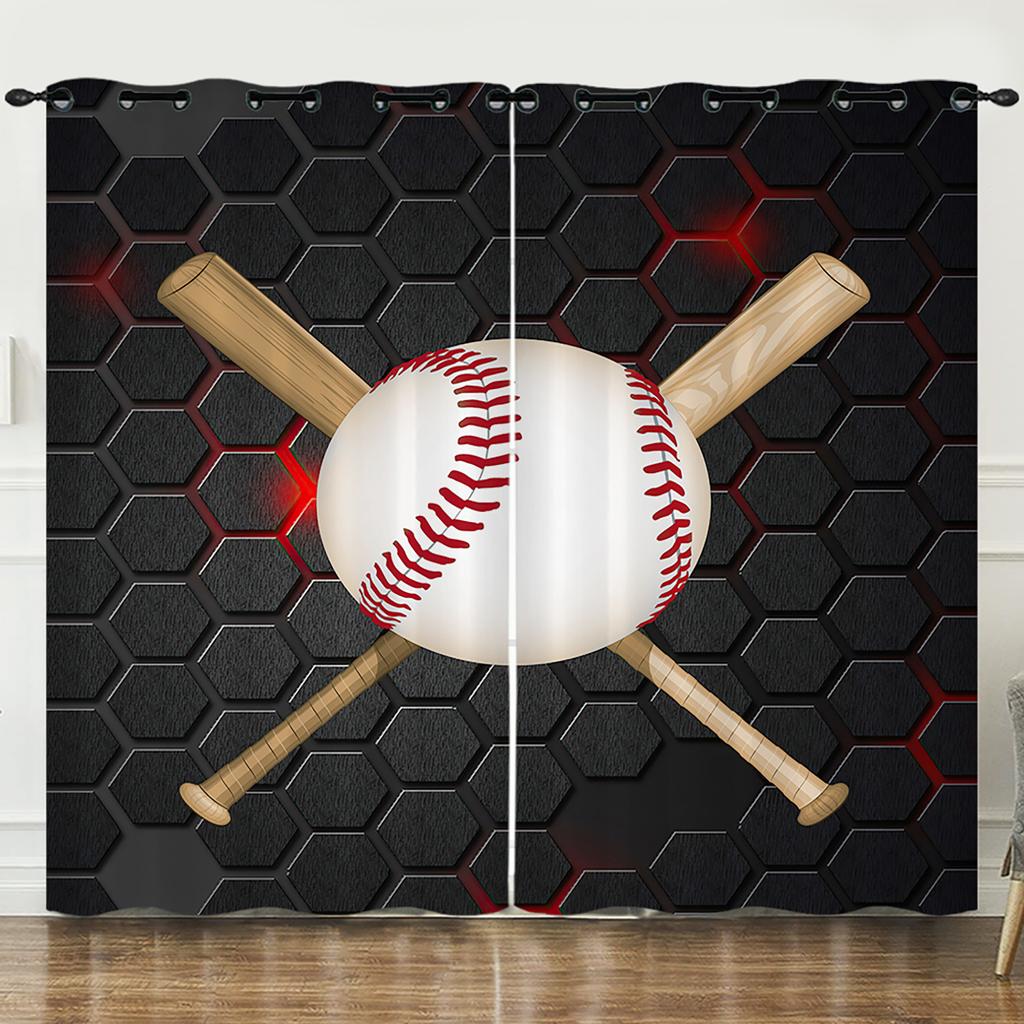 Curtains Sports World Cup 3D Digital Printing Blackout Curtain Punching