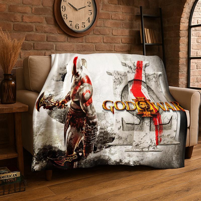 Ретро Игра God of War Кratos Фланелевое Одеяло Мягкое Теплое Плед для Спальни Гостиной Кровати Путешествий Кемпинга Пикника Подарок