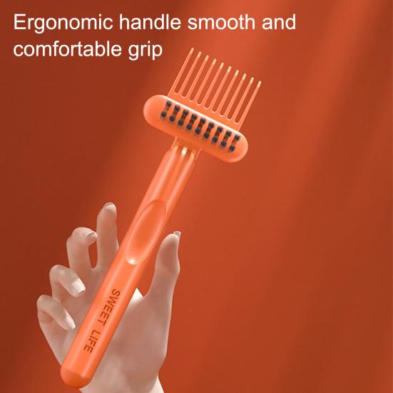 2Pcs 2 in 1 Hair Brush Cleaning Tool with Ergonomic Handle Double-Sided Comb Cleaner High-strength Comb Cleaner Hair Tangle Remover Tool