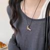 Bread Rope Chain Necklace Korean Style Long Sweater Chain Cute Croissant Pendant Necklace  Girl