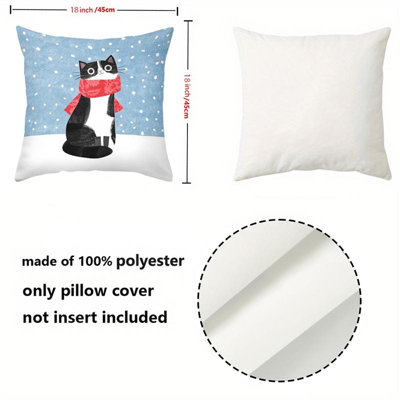1 Pieces Black and White Cat with Red Scarf Throw Pillow Polyester pillowcase, sofa decorative cushion cov Headboard Pillow