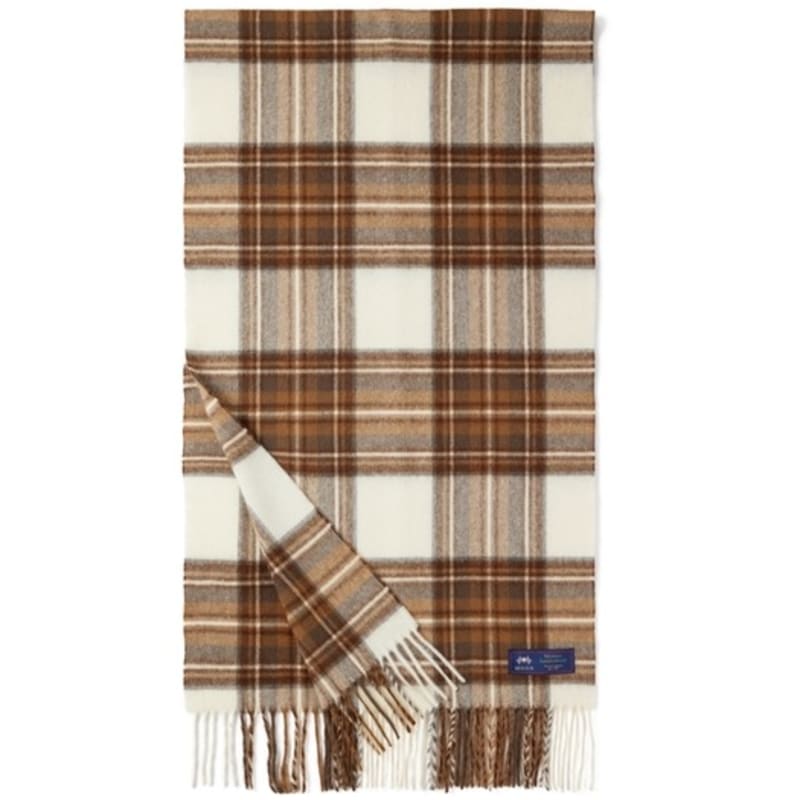 ABRAHAM MOON Merino Wool Shawl Muffler 50cm - Natural Dress Stuart