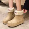 Fashion Solid Rain Boots Women Fleece Platform Rain Boots Non-Slip Boots Women Ankle Rubber Boots Outside Slip-on Water Shoes