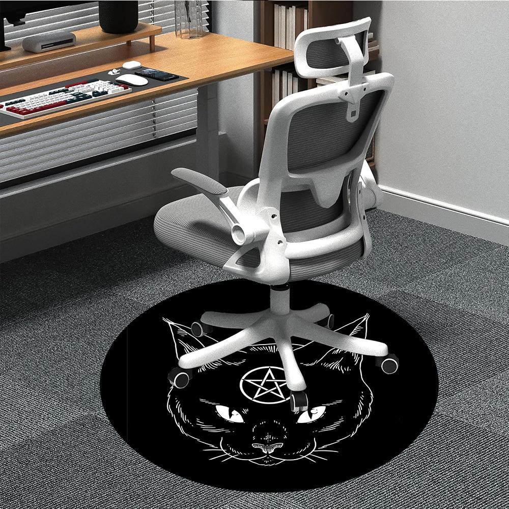 1pc Witchcraft Magic Cat Office Round Area Rug, Under Office Chairs Bedroom Living Room Home Decor, Room Deco, Available in Various Sizes