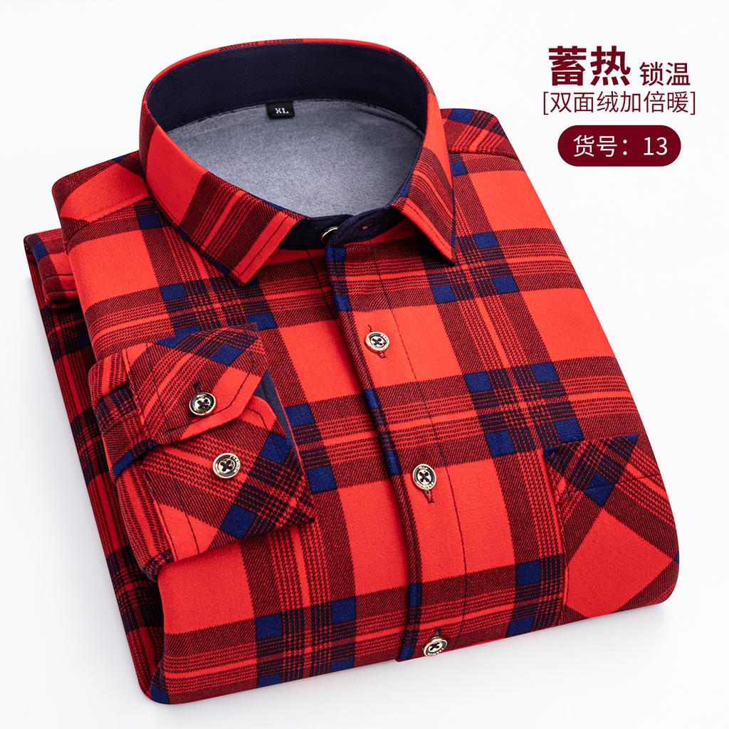 Мужские модные теплые рубашки в клетку с длинным рукавом, утолщенный двусторонний флис, холодостойкие, больших размеров, повседневные деловые рубашки в клетку