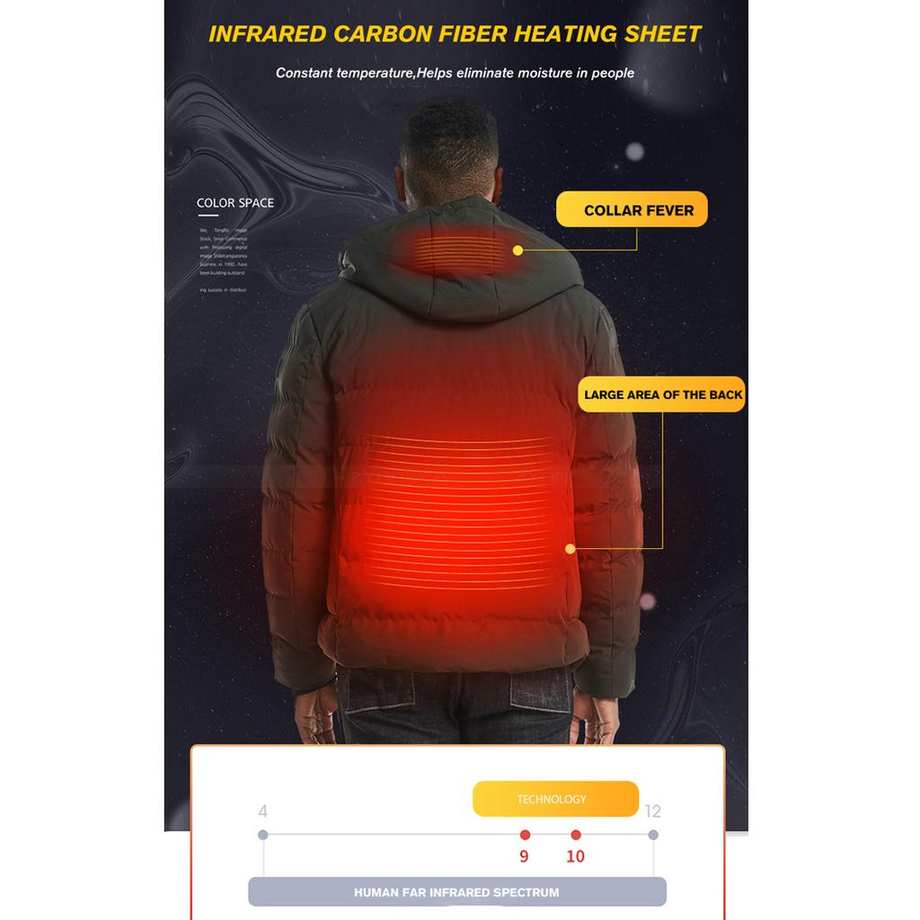 Модная мужская и женская куртка с электрическим подогревом, жилет с подогревом, USB термотеплая тканевая зимняя куртка с перьями больших размеров