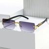 Rimless Rectangle Sunglasses Men Women 2025 Fashion Frameless Square Sun Glasses for Ladies Shades Leopard Eyewear UV400 Oculos