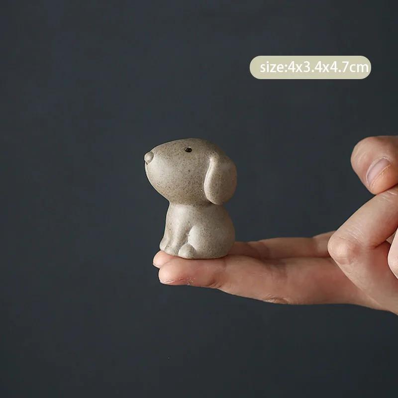1Pc Chinese Zodiac Pottery Small Tea Pet Handmade Sculpture Crafts Animal Statue Ornaments Tea Figurine Decoration Tea Set Decor