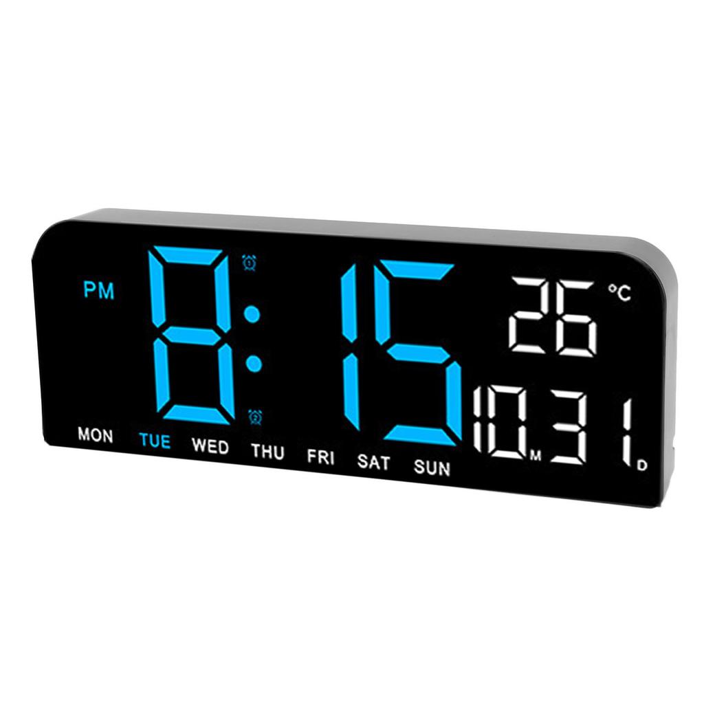 Digital Alarm Clock Large LED Display Desk Wall Clock with Temperature Date Week Display Adjustable