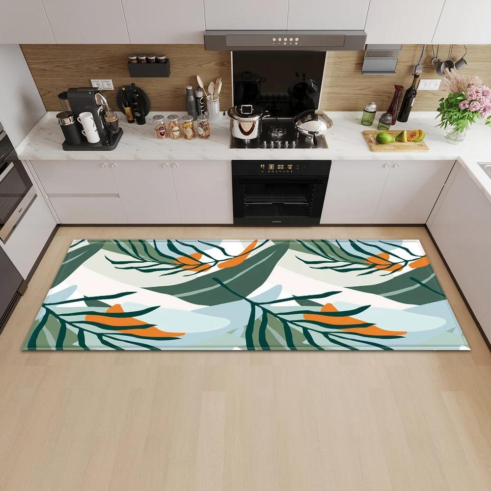 Tropical Plant Illustration Pattern Home Kitchen Floor Mat Door Front Decoration Floor Mat