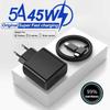 PD 45W 5A сверхбыстрое зарядное устройство для Samsung S21 S22 S23 S24 Plus Note20 Ultra A34 A53 A54 A55 A71 A73 USB-C кабель для быстрой зарядки 2 м