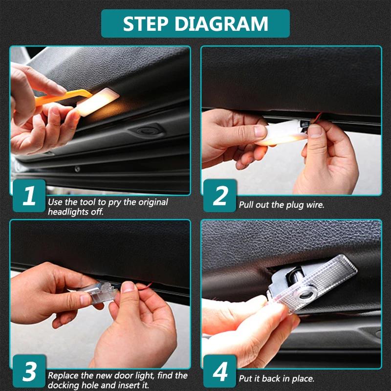 Car Door Welcome Light Led Projector Lamp For Tesla Model 3 Y Model X S Courtesy Lamps