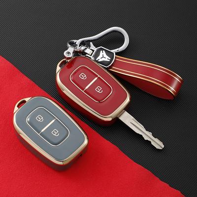2 кнопки в виде ракушки, держатель для брелка, протектор для Renault Kwid Traffic, символ для Dacia Sandero Logan Duster 2016 2017 2018, чехол для автомобильного ключа из ТПУ