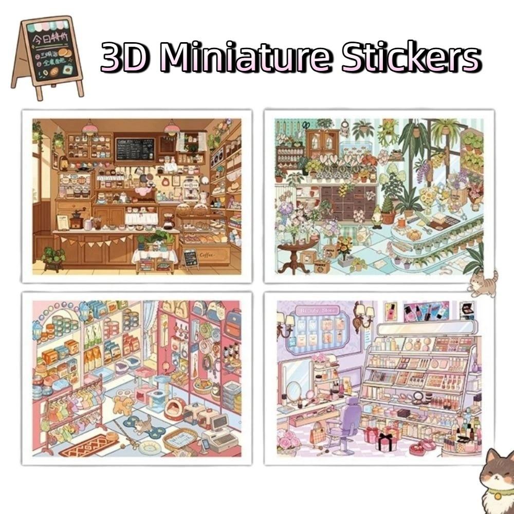 Large Size Miniatures Scene Stickers PET Die Cut Stacking Stickers Children Gifts