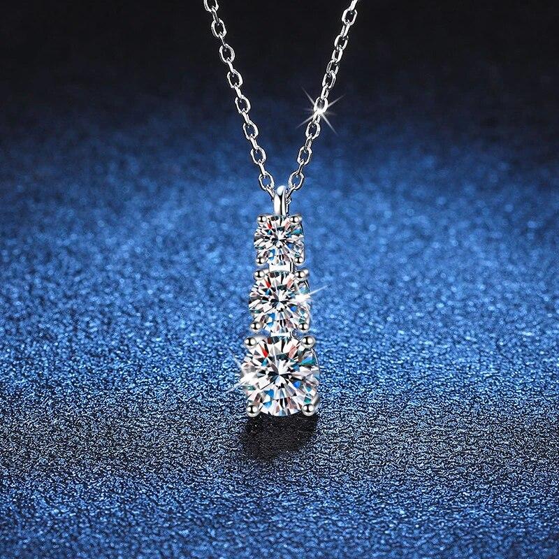 D Color 1.8CT All Moissanite Necklace For Women S925 Sterling Silver with White Gold Plated Lab Diamond Wedding Party Jewelry