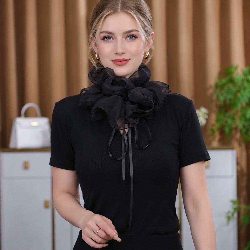 Tulle Ruffled False Collar Exquisite Detachable Collar Neck Ruff Faux Collar  Cosplay