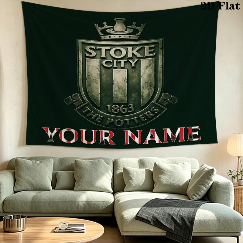 Custom Name Stoke City Printed Tapestry – Wall Hanging for Bedrooms, Dorms, and Home Decor