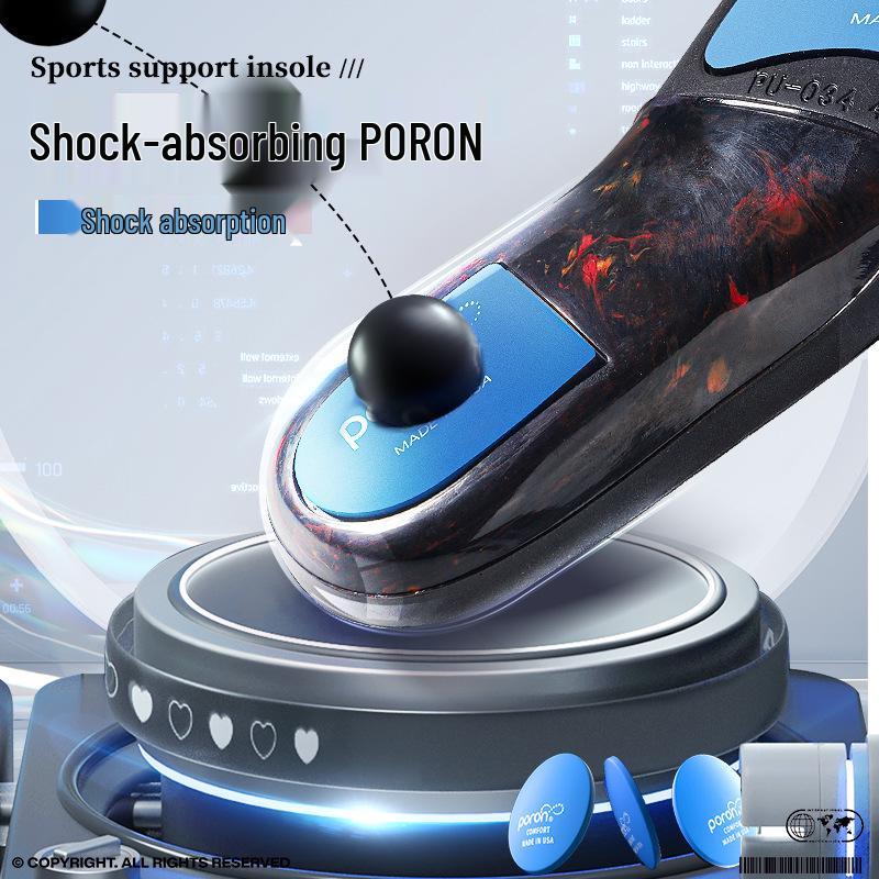 Poron Cushioning Anti-Torsion Arch Support Sports Insole - Unisex High-Elastic Shock & Sweat Absorption, Odor Resistant for Basketball & Running