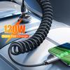 120 Вт USB C на Type C Быстрая Зарядка Пружинный Кабель Телескопический Автомобильный Зарядник для Телефона Кабель Данных Для iPhone17 16 Samsung Xiaomi USB Кабели