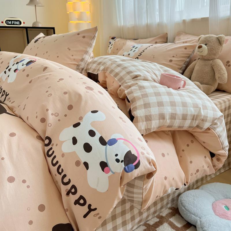 Маленький комплект из четырех предметов из чистого хлопка для спальни, сетчатый комплект из трех предметов