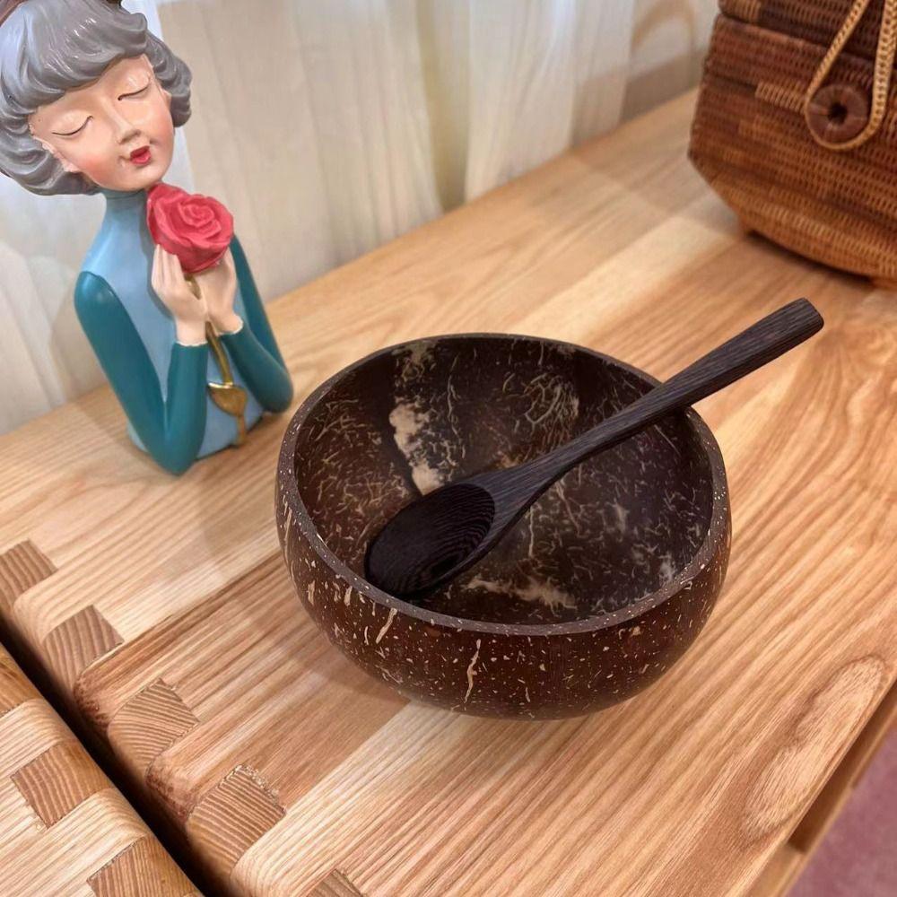 Natural Coconut Bowls Wooden Serving Dishes New Utensils Breakfast