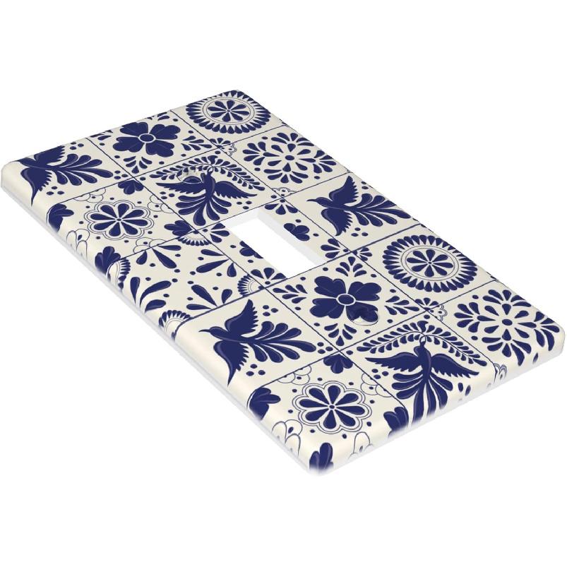 Mexican Talavera Tile Light Switch Cover 1-Gang,Single Toggle Decorative Switch Wall Plate Cover Faceplate,4.50" X 2.76"inch