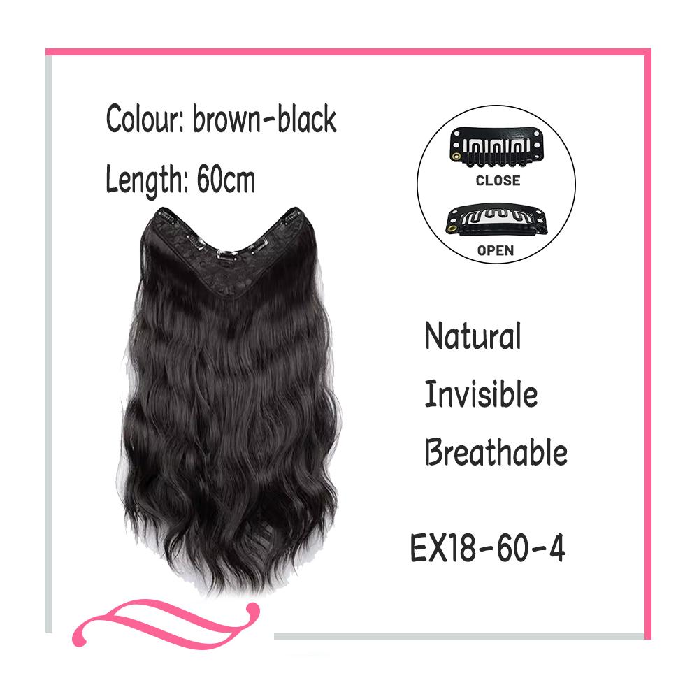 Bybrana Длинные волосы цельные длинные вьющиеся волосы V-образные наращивание волос невидимые пушистые слегка вьющиеся имитационные волосы