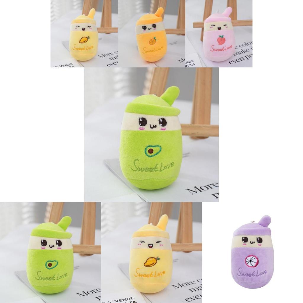 Adorable Plush Fruit Boba Tea Cup Keychain 12cm Stuffed Toy Backpack Charm