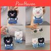 Cute Angry Overalls White And Black Cat Plush Doll Pendant Bag Decoration