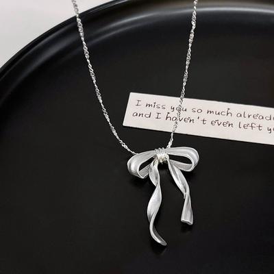 Серебряный элегантный бант кулон ожерелье ключицы цепь роскошные изысканные украшения для вечеринок аксессуары для свадебной вечеринки женщины девушки подарки