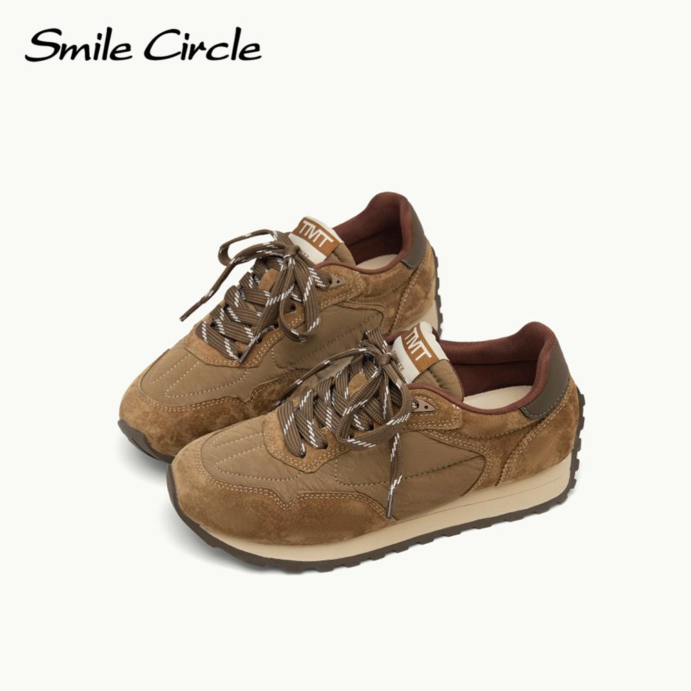 Женские кроссовки из натуральной кожи с круглым носком и шнуровкой, удобная модная повседневная обувь