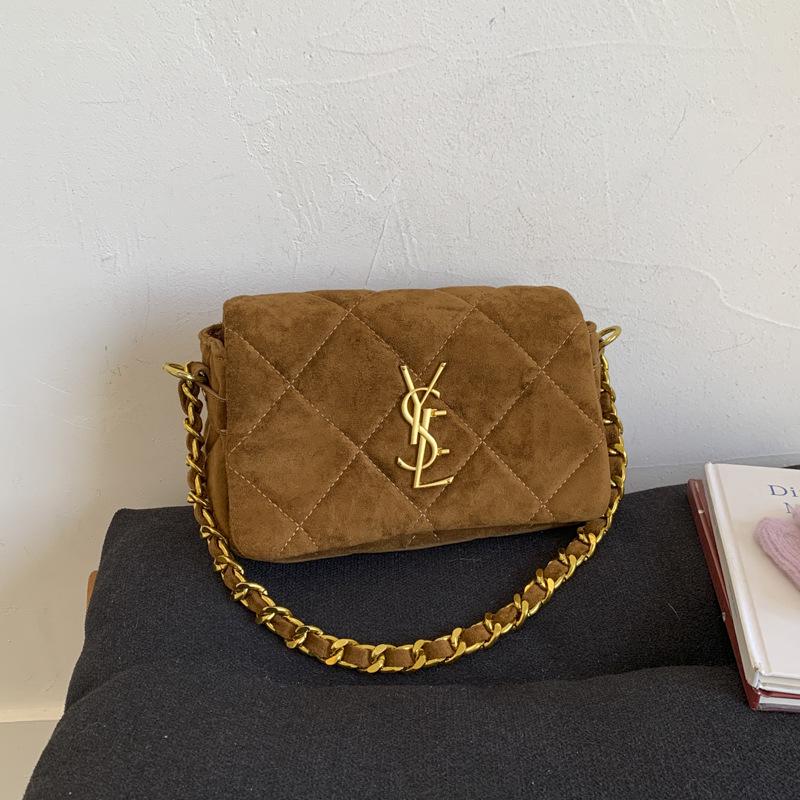 Autumn/Winter 2025 Suede Quilted Shoulder Bag - Minimalist, Versatile, Lightweight Handbag for Women.