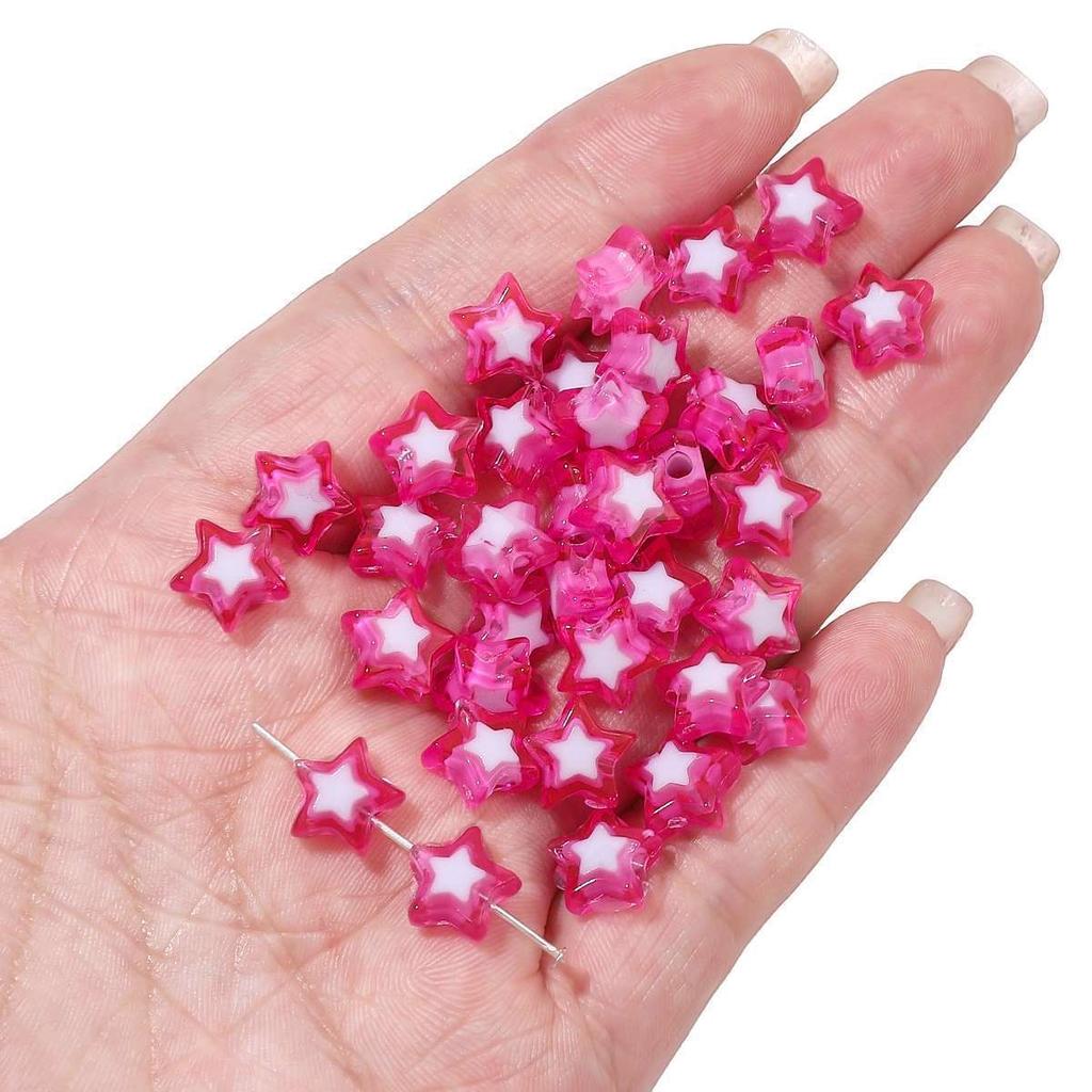 Бусины для браслетов ручной работы Акриловые двухцветные бусины Пентаграмма Бусины россыпью Бусины ручной работы Ожерелье из бисера своими руками Ювелирные изделия Аксессуары