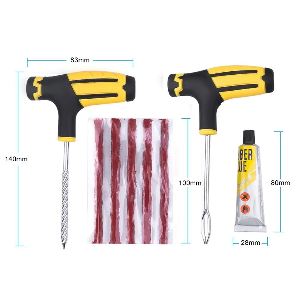 Комплект для ремонта автомобильных шин, инструменты для прокола, аварийный прокол шин, полоски для шин, набор инструментов для ремонта клея, автомобильные аксессуары