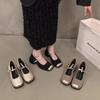 WomenFashion Square Toe Женская мода Туфли Мэри Джейн Мягкая подошва Балетки Роскошные женские брендовые босоножки на каблуках с мелкой пряжкой