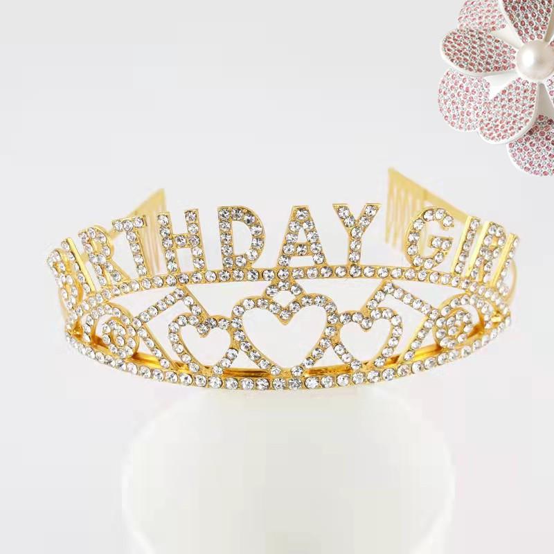 Rhinestone Birthday Queen Girl Queen Princess, Love Birthday Crown Shoulder Strap Party Supplies