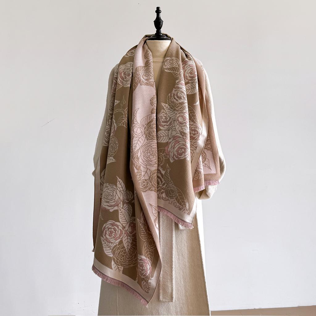 Роскошный зимний кашемировый шарф для женщин Теплый толстый палантин-одеяло пончо Женская шаль-накидка Новый дизайн