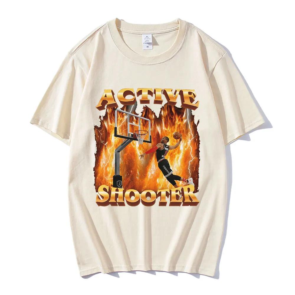 Футболка с забавным мемом Active Shooter, женская модная ретро-футболка с коротким рукавом, повседневная футболка большого размера в стиле Харадзюку