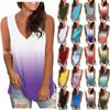 Women's Summer Casual V-Neck Gradient Printed Sleeveless Loose T-Shirt Tank Tops